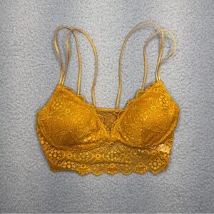 Auden Lace Bralette Women's Small Yellow Mustard Padded Bra Lingerie